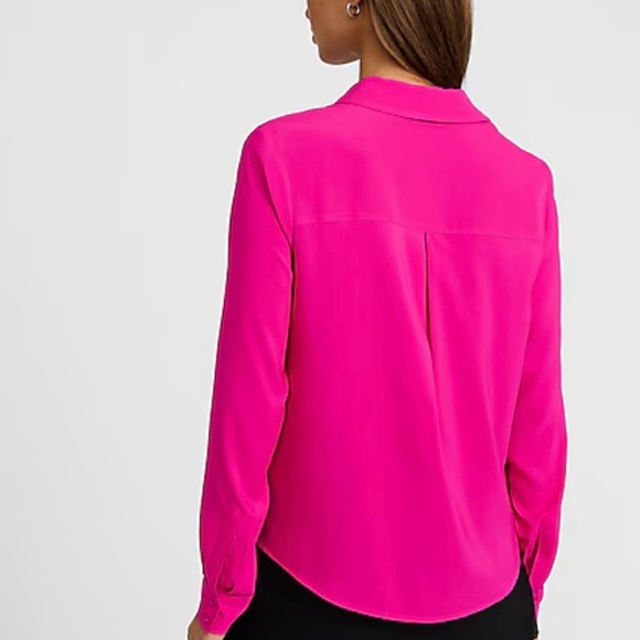 💰Express Georgette Double Pocket Portofino Shirt - Barbie Pink - Picture 2 of 5